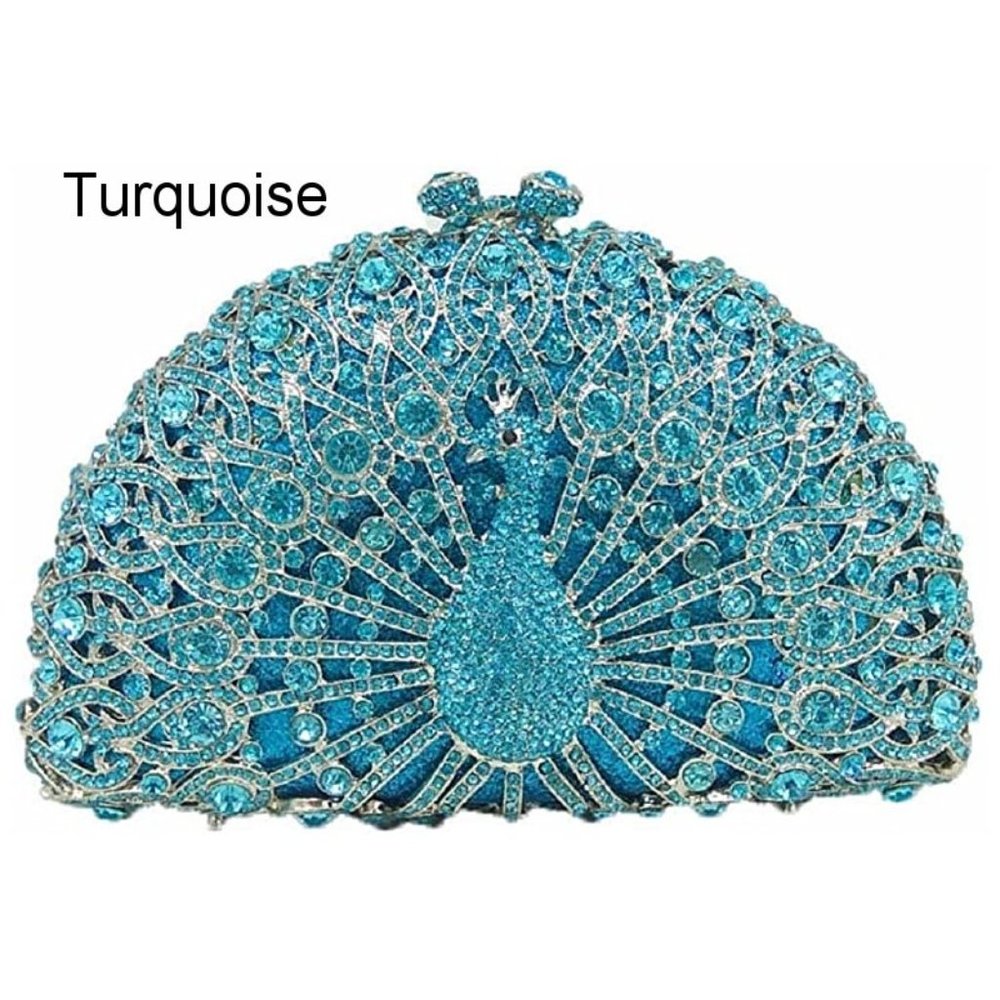 NWT Sparkling Bling Swarovski Crystal Rhinestone Peacock Clutch Bird Pur… - Picture 12 of 17